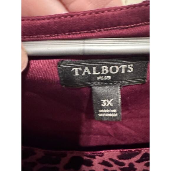 Talbots Velvet Burnout Bell Sleeve Top Animal Leopard Print Plus Size 3X - Picture 3 of 9